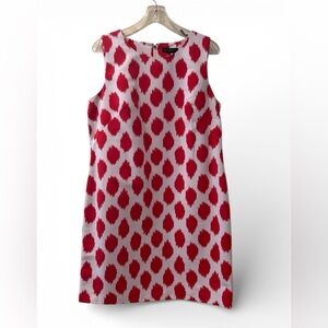 Donna Karan Red and White Patterned Shift Dress